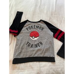 Pokemon Trainer Pokeball Lightweight Fleece Pullover Sweatshirt Gray Small
